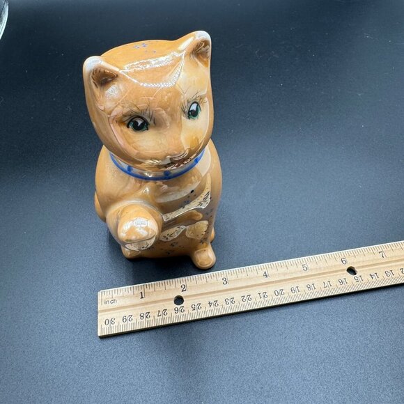 Vintage 1950s Lusterware lucky Orange Cat Teapot - Picture 11 of 11